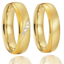 Ékszerkirály Férfi karikagyűrű hullámos mintával, rozsdamentes acél, aranyszínű, 15-ös méret gyűrű