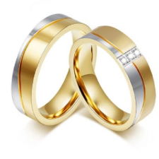Ékszerkirály Férfi karikagyűrű, rozsdamentes acél, kétszínű hullám, 8-as méret gyűrű