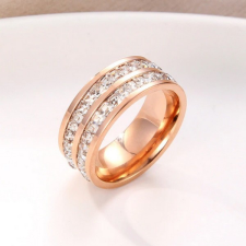 Ékszerkirály Női eljegyzési gyűrű nemesacélból, kristályos, rosegold, 5-ös méret gyűrű