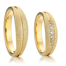Ékszerkirály Női karikagyűrű érdes felülettel, rozsdamentes acél, aranyszínű, 6-os méret gyűrű