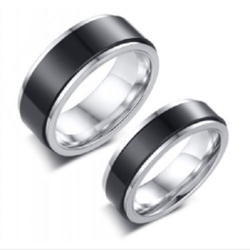Ékszerkirály Női karikagyűrű, rozsdamentes acél, ezüst/fekete, 8-as méret gyűrű