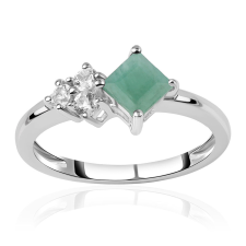  Ékszerpalota - Ezüst Gyűrű Brazil Smaragddal és Fehér Topázzal gyűrű