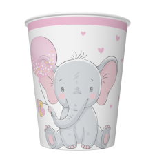 Elefánt Baby elefánt Pink Balloon papír pohár 8 db-os 250 ml party kellék