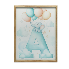 ELEFÁNT FEKETE FALI PLAKÁT Léggömbökkel 70x100 CM KERET NÉLKÜL grafika, keretezett kép