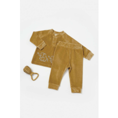  Elefántblúz és nadrág szett, 80% biopamut és 20% poliészter - Mustár, BabyCosy (Méret: 6-9 hónap)
