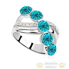  Elegáns köves gyűrű, Kék Zircon, 7,25 gyűrű