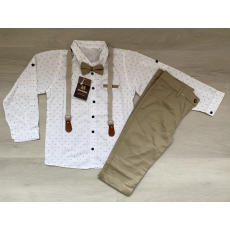  Elegáns négy részes fiú szett, fehér-bézs, 152