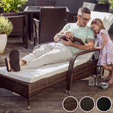 Elegáns rattan kerti nyugágy 3 színben, párnával - Barna kerti bútor