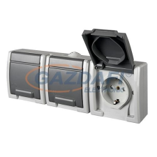 ELEKTRO-PLAST 1246-10 &quot;Aquant&quot; csapfedeles, hármas dugalj (3x2P+F), IP55 villanyszerelés