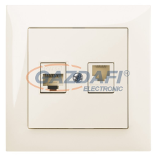 ELEKTRO-PLAST 1459-01 "Sentia" RJ45+RJ11 aljzat, krém, kerettel villanyszerelés