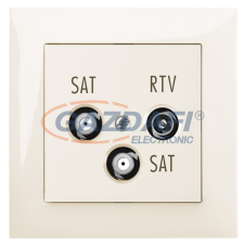 ELEKTRO-PLAST 1460-01 "Sentia" R-TV-2xSAT végzáró, krém, kerettel villanyszerelés
