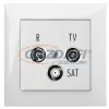 ELEKTRO-PLAST 1461-00 "Sentia" süllyesztett R-TV-SAT átmenő aljzat, 10dB, fehér, kerettel