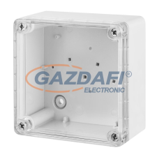 ELEKTRO-PLAST 2701-01 kötődoboz átlátszó fedéllel, 105x105x66mm, szürke, IP65 villanyszerelés