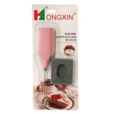 Elektromos mixer, állvánnyal, tej, cappuccino, kávé habosításához, vezeték nélküli rózsaszín tejhabosító