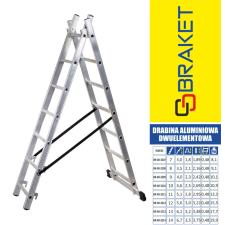  elemes alumínium létra 300 cm, 7+7 fokos - BR-00-3207 létra és állvány