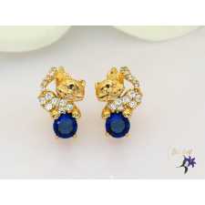  Elen antiallergén cica fülbevaló kék kővel-18K fülbevaló