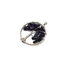 Életfa medál drótos Goldstone kék 3cm medál