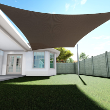 Elite Garden Napvitorla - árnyékoló teraszra, négyszög alakú 3x3 m Kávé színben - HDPE anyagból kerti bútor