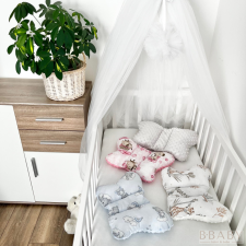 Elizabeth pillangópárna – rózsaszín pamut és szürke minky babapárna fejformázó funkcióval babaágynemű, babapléd