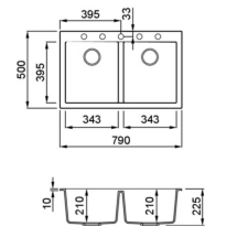 ELLECI - Mosogatótálca Quadra 350 G62 bianco antico mosogatótálca