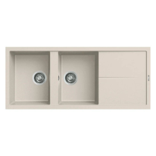 ELLECI Unico 500 Granitek Mosogatótálca - 116x51 cm, Kétmedencés, Csepptálcás, Bianco Soft mosogatótálca