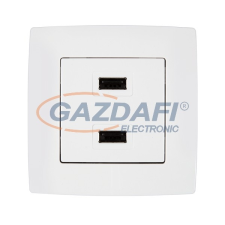 Elmark 190751 "City" süllyesztett dupla USB aljzat, metál fehér, 2A villanyszerelés