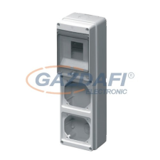 Elmark ipari csatlakozódoboz, üres, 2 aljzat, 4 modul, IP65, 105x337x95mm, szürke villanyszerelés