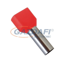 Elmark szigetelt dupla érvéghüvely, piros, 2x1mm2, 8mm, TE1008, 100db/csomag villanyszerelés