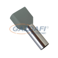 Elmark szigetelt dupla érvéghüvely, szürke, 2x2.5mm2, 10mm, TE2510, 100db/csomag villanyszerelés
