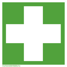  Elsősegélyhely - öntapadó, 200*200 információs tábla, állvány