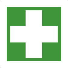  Elsősegélyhely - utánvilágító öntapadó, 150*150 információs tábla, állvány