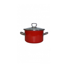 EMA-LION Bonyhádi Zománcáru Bonyhádi Elit piros fazék üvegfedővel fémfüllel 24 cm 5,5 liter edény