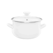 Emalia Olkusz zománcozott fazék fedővel 16 cm/2 l fehér edény