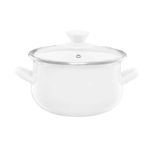 Emalia Olkusz zománcozott fazék fedővel 18 cm/2.9 l fehér edény