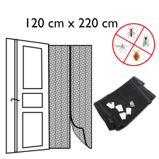 Emili Mágneses szúnyogháló ajtóra - rovarfüggöny / 120x220 cm - fekete (675) szúnyogháló