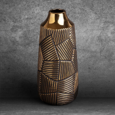  Emmi 05 kerámia váza Fekete/arany 13x13x30 cm dekoráció