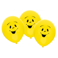 Emoji Sunny Smile léggömb, lufi 6 db-os 9 inch (22,8cm) party kellék