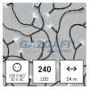 Emos D4AC10 LED karácsonyi fényfüzér, 24 m, kültéri és beltéri, hideg fehér, programokkal, 3,6 W, 230 V AC, IP44