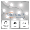 Emos D5AC01 LED fényfüzér, cseresznye – golyók 2,5 cm, 4 m, kültéri és beltéri, hideg fehér, időzítő, 3,6 W, 230 V AC, IP44