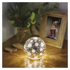 Emos DCLW28 LED karácsonyi üveggömb – hópelyhek, 0.3W 12 cm, 3x AA, beltéri, meleg fehér, időzítő 10LED