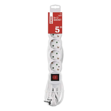 Emos Kábel hosszabbító emos 5 aljzat 5m kapcsolóval fehér 1922150508 kábel és adapter