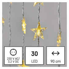 Emos LED karácsonyi fényfüggöny – csillagok, 120x90 cm, beltéri, meleg fehér, időzítő karácsonyfa izzósor