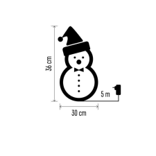 Emos LED karácsonyi hóember kalappal, 36 cm, kültéri és beltéri, hideg fehér, időzítő karácsonyi dekoráció