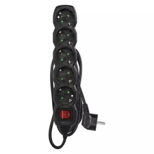 Emos PC1521R hálózati elosztó kapcsolóval 5-aljzat 1.5m fekete (PC1521R) hosszabbító, elosztó