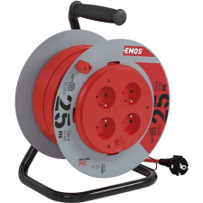 Emos PVC Kábel dobon fix középrésszel - 4 aljzat, 25 m, 1,5 mm2 kábel és adapter