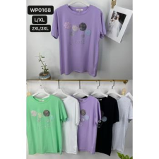 EMT Póló pamut női póló mintás – 2XL/3XL Fehér női póló