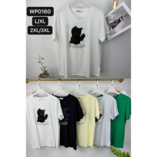 EMT Póló pamut női póló mintás – 2XL/3XL Fehér női póló