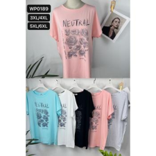  EMT Póló pamut női póló mintás – 3XL/4XL Fehér női póló