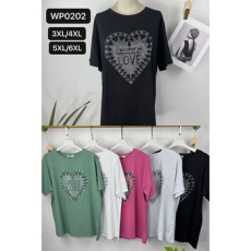  EMT Póló pamut női póló mintás – 3XL/4XL Fekete