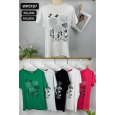  EMT Póló pamut női póló mintás – 3XL/4XL Fekete